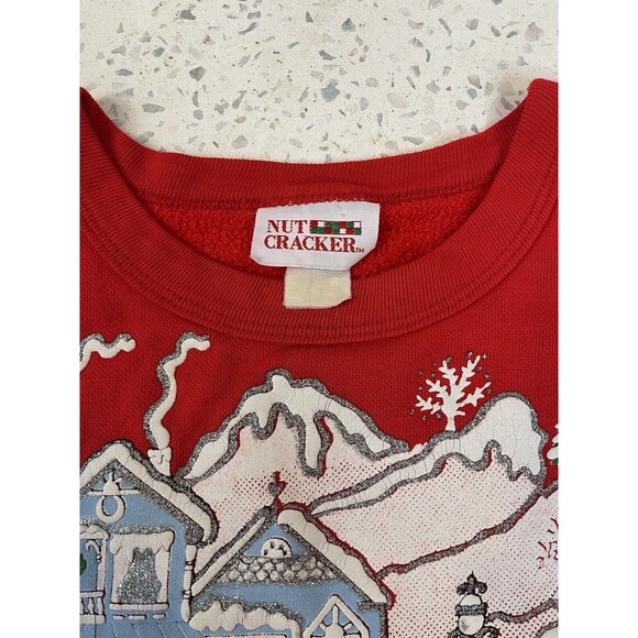 VINTAGE VKC 1991 Nutcracker Puff Paint Panda Christmas Sweatshirt Red Ugly Bear - Picture 6 of 11